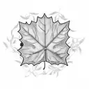 6 tea leaves on a long vine where one leaf is a maple leaf another a dog paw one a treble clef and the rest tea leaves  tattoo design idea