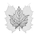 6 tea leaves on a long vine where one leaf is a maple leaf another a dog paw one a treble clef and the rest tea leaves  tattoo design idea