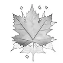 tea leaves on a vine where one leaf is a maple leaf another a dog paw one a treble clef and the rest tea leaves  tattoo design idea