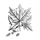 tea leaves on a vine where one leaf is a maple leaf another a dog paw one a treble clef and the rest tea leaves  tattoo design idea