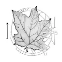 tea leaves on a vine where one leaf is a maple leaf another a dog paw one a treble clef and the rest tea leaves  tattoo design idea