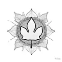 tea leaves on a vine where one leaf is a maple leaf another a dog paw one a treble clef and the rest tea leaves  tattoo design idea