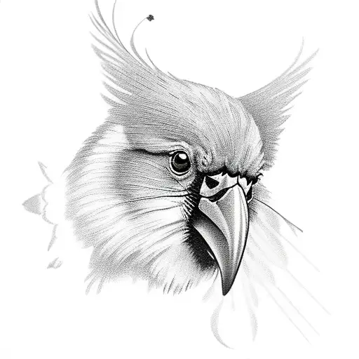 cardinal with butterflies tattoo design idea