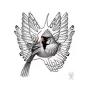 cardinal with butterflies tattoo design idea