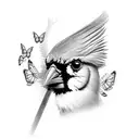 cardinal with butterflies tattoo design idea