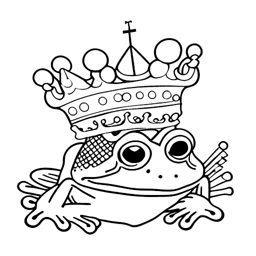 Frog with a crown and crossed arms tattoo design idea