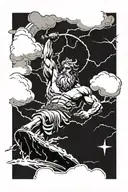 Zeus throwing lightnings down to poseidon tattoo design idea