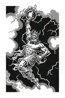 Zeus throwing lightnings down to poseidon tattoo design idea