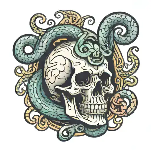 skull snakes money icon tattoo design idea