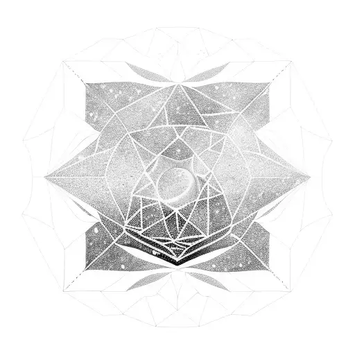 moon, nature, water in a prism form tattoo design idea