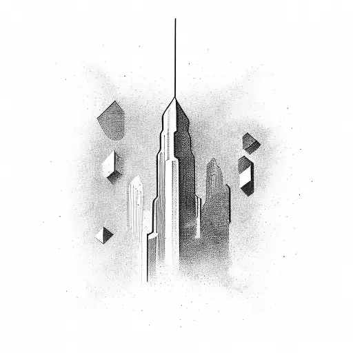 skyscraper made from the word paradoxical with fallen icuras tattoo design idea