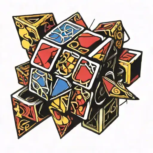 rubik's cube tattoo design idea