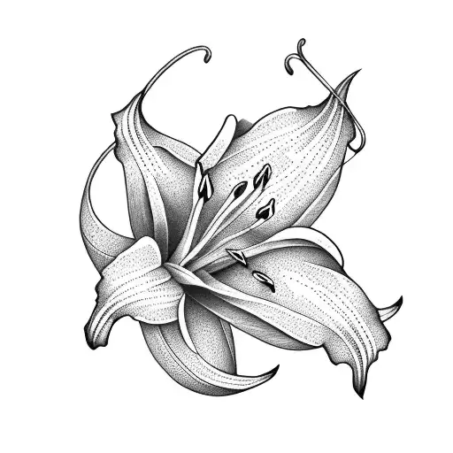 long lily's for spine tattoo design idea