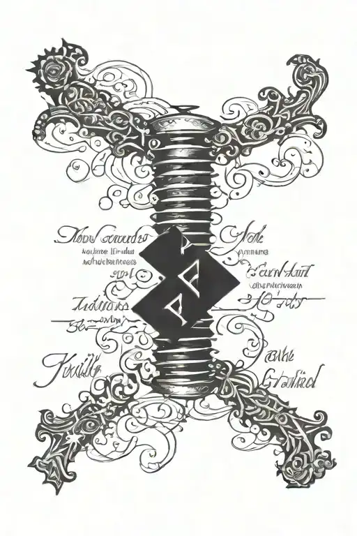 spine, script, Isaiah 54:17 tattoo design idea