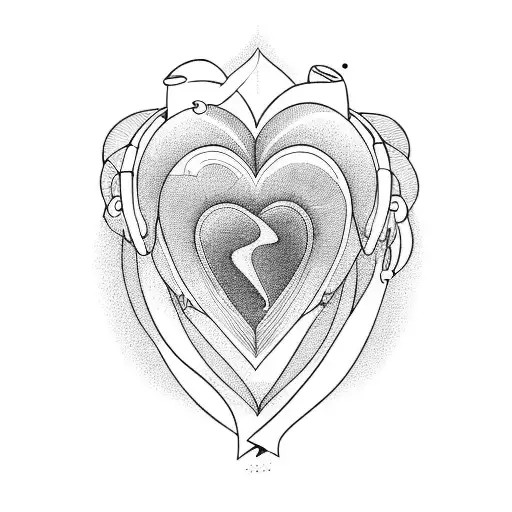 music and heart tattoo design idea