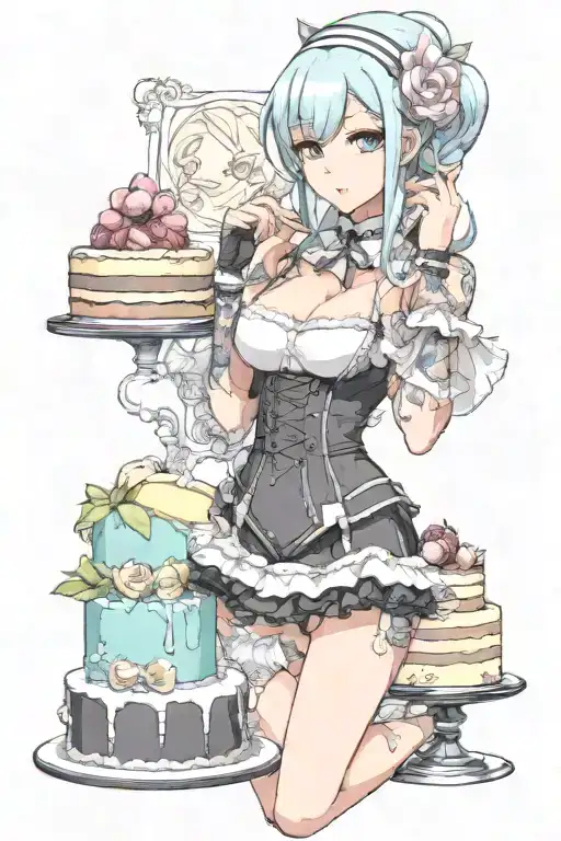 Cake And Sexy Lingerie Girl 937LXq9xSJEino5CQ7UuFz Anime Tattoo - BlackInk  AI