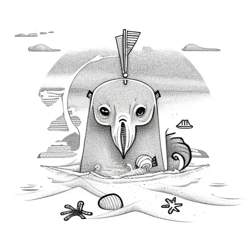 beach-themed jack of heart card tattoo design idea