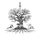 life of tree with acorns with dates 12-18-2016 tattoo design idea