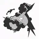 Lightning Bolt with clouds tattoo design idea