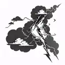 Lightning Bolt with clouds tattoo design idea