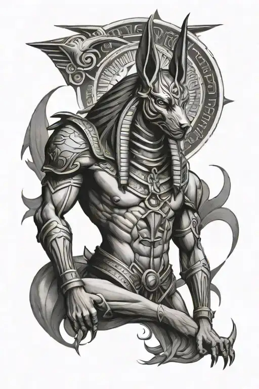 Anubis god tattoo design idea