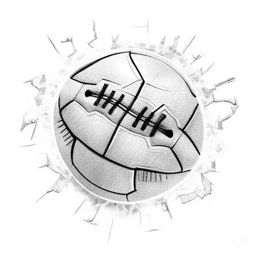 A football field with a player breaking through a wall, representing your unbreakable spirit and determination in the sport tattoo design idea