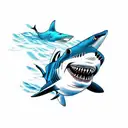 Shark in the blue ocean tattoo design idea
