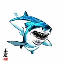 Shark in the blue ocean tattoo design idea