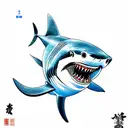 Shark in the blue ocean tattoo design idea