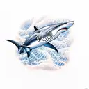 Shark in the blue ocean tattoo design idea