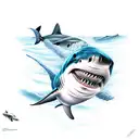 Shark in the blue ocean tattoo design idea