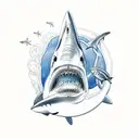 Shark in the blue ocean tattoo design idea