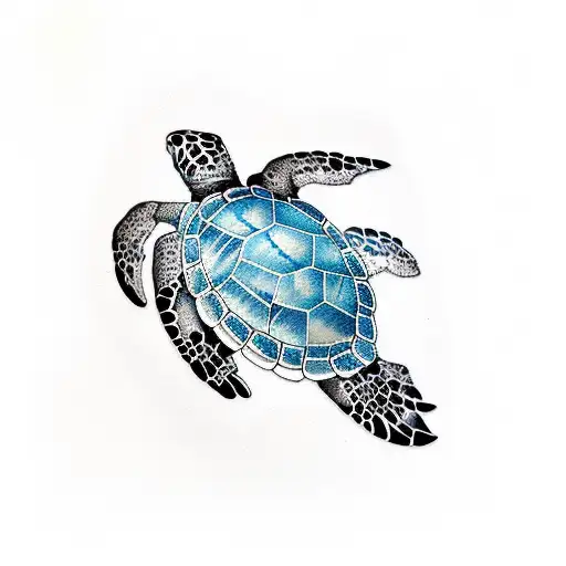 sea turtle with orca tattoo design idea