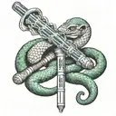 Create a dotwork tattoo of a lightsaber and a snake representing Slytherin intertwined tattoo design idea