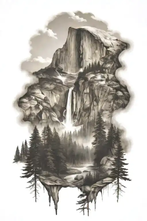 add a trail leading up to the top of half dome  tattoo design idea