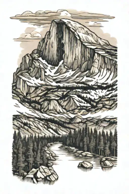 john muir trail with half dome  tattoo design idea