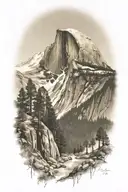 half dome below mt whitney  tattoo design idea
