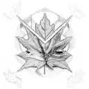 letter W within a toronto maple leaf tattoo design idea