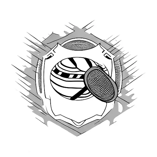 Minimalist "Cricket Bat And Ball" Tattoo Idea BlackInk AI
