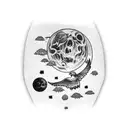 graveyard sleeve with blood moon and birds and zombies coming from the graves tattoo design idea