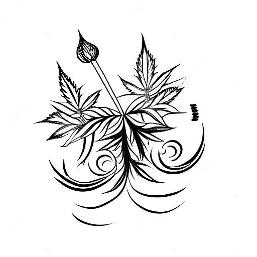 weed leaf tattoo design idea
