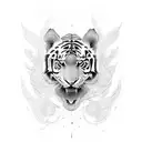 Tigre com caracteristiscas da mascara haanya tattoo design idea