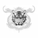 Tigre com caracteristiscas da mascara haanya tattoo design idea