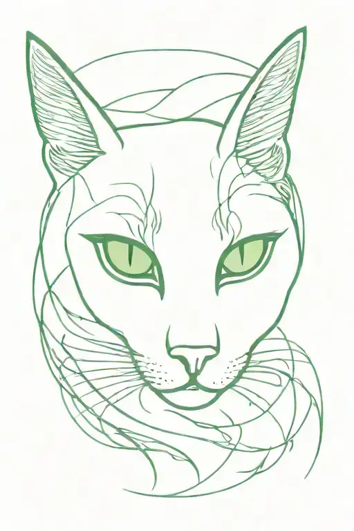 cat eyes like green fire inside tattoo design idea
