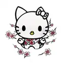 hello kitty cherry blossom tattoo design idea