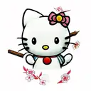 hello kitty cherry blossom tattoo design idea