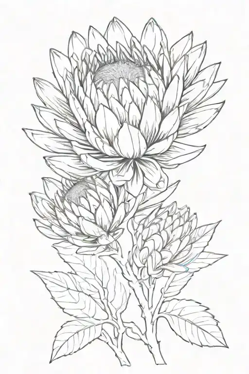 protea flower tattoo design idea