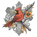 cardinal on a cross tattoo design idea