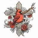 cardinal on a cross tattoo design idea