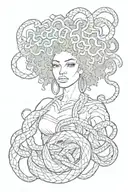 african medusa with an afro made of snakes tattoo design idea